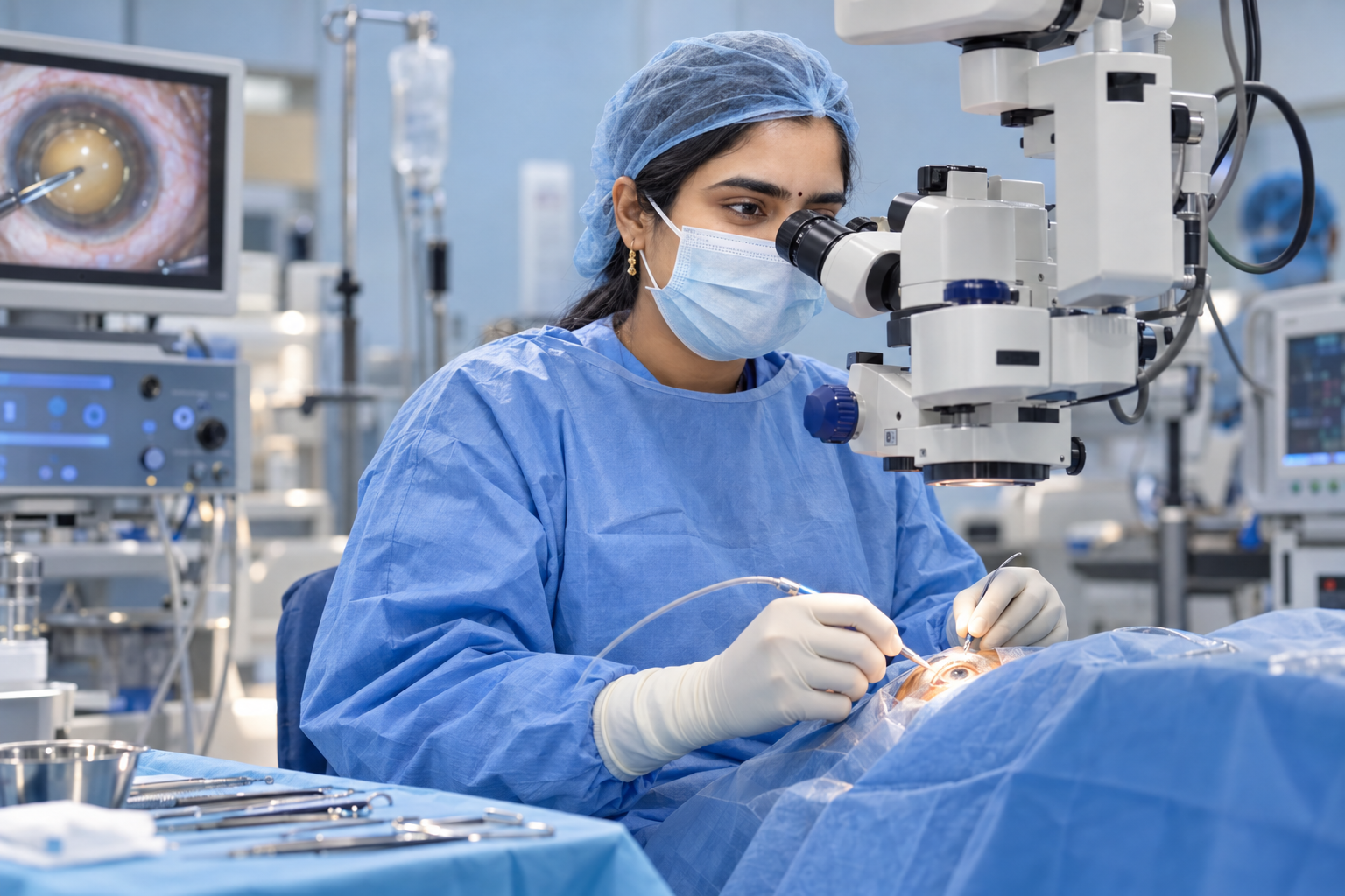 Dr. Shalini Reddy performing Phacoemulsification Cataract Surgery